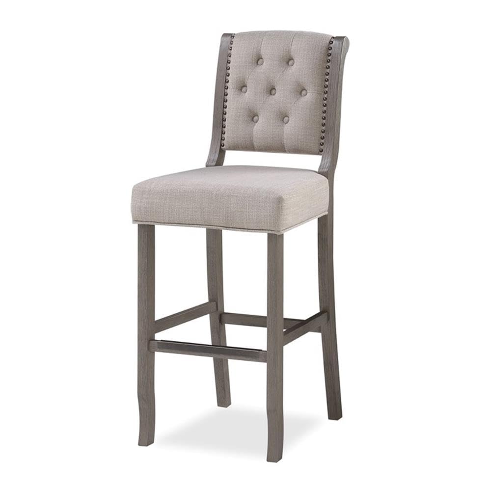 American Woodcrafters Kamelin Gray Solid Wood Stationary 30-Inch Bar Stool