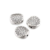 Fashewelry 20Pcs Antique Silver Flat Round with Star Spacer Beads 10mm Tibetan Metal Charm Beads for Jewelry Making Hole: 1.5mm