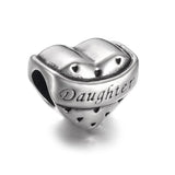 HALLEBEADS 5 Pcs Stainless Steel Heart Shaped Beads Charm Large Hole Loose Beads for Jewelry Making Spacer Bulk Bead (Style 2)