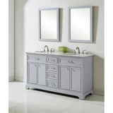 Elegant Decor Americana 60 Wood Double Bathroom Vanity In Light Gray