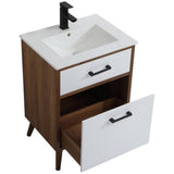 Elegant Decor Boise 24 Porcelain Top Bathroom Vanity In Matte White