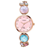 Timex Fria Analog Watch For Women With Pink Round Dial & Rose Gold Brass Bracelet Band Water Resistant Women'S Wrist Watches - T
