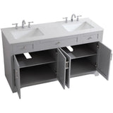 Elegant Decor Moore 60 Double Quartz Top Bathroom Vanity In Gray