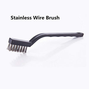 12PCS Mini Wire Brushes, Stainless Steel & Brass Brush Set, Curved Handle Scratch Brush for Automotive, Cleaning Welding Slag an