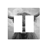 Cow Sky Clouds Double Gang Rocker Decorative Light Switch Cover, 2-Gang Wall Plate Outlet Cover