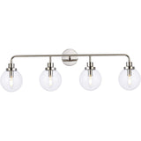 Living District Indoor Modern Home Decorative Bright Ceiling Hanson 4 Lights Bath Sconce In Polished Nickel With Clear Shade