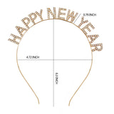 Gosuoa Happy New Year Headbands for Women, Rhinestone New Years Eve Headband, New Years Hair Accessories