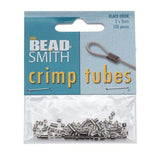 The Beadsmith Tube Crimp Beads, 2 x 2mm, 100 Pieces, Black Oxide Color, Uniform Cylindrical Shape, No Sharp Edges, Designed to S