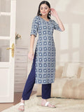 Pinkmint Kurta Set For Women Cotton Printed Straight Kurta With Pant (Pack Of 1) Multicolor14 M