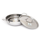 coconut Stainless Steel Induction Friendly Kadai with Lid Thick Triply Bottom (Sandwich Bottom) 1 Unit 1500ML