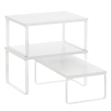 SONGMICS Cabinet Organizer Shelf, Set of 3 Kitchen Counter Shelves, Kitchen Storage, Spice Rack, Stackable, Expandable, Snow Whi
