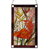 20W X 32H Tropical Floral Stained Glass Window