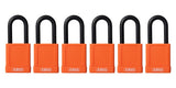 ABUS 74/40 Safety Padlock Orange Keyed Different -6 Pack
