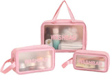 Dkwin Set Of 3 Waterproof Translucent Travel Wash Bags With Large Capacity, Ideal For Toiletries, Cosmetics, Brushes And Accesso