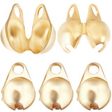 Beebeecraft 1 Box 300Pcs Bead Tips 18k Gold Plated Calotte Ends Open Clamshell Knot Covers Fold Over Bead Tips 1mm Small Hole En