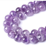 HERZWILD 180Pcs Natural Amethyst Gemstone Beads Energy Healing Crystal Stone Round Loose Gemstone Stone Beads for Jewelry Making