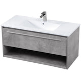 Elegant Decor Kasper 40 Single Porcelain Top Floating Bathroom Vanity In Gray