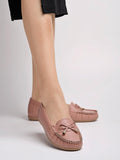 Shoetopia Women'S Block Heel Loafers Peach (8 Uk),Peach,8,B0D14CSD5B