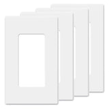 AIDA 1-Gang Screwless Light Switch Cover Plate, Standard Decorative Outlet Covers - Matte White, 4-Pack Unbreakable Polycarbonat
