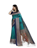 Kanooda Prints Self Design Paithani Art Silk Saree(3198_Mor_Navy_Rama_New)