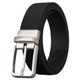 Syga MenS Pu Leather Belt Casual Lychee Pattern,122 Cm Length, 3.3 Cm Width (Black)