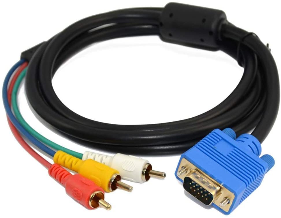 5FT / 1.5M VGA to 3 RCA Cable VGA Male Cable 15 pin Digital to Analog PC TV Video Cable AV Adapter HDTV Laptop PC DVD Display Ca