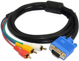 5FT / 1.5M VGA to 3 RCA Cable VGA Male Cable 15 pin Digital to Analog PC TV Video Cable AV Adapter HDTV Laptop PC DVD Display Ca