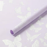 Zarwani 10 Sheets Korean Style Waterproof Purple Bouquet Wrapping Paper (58cm x 58cm, 60 Microns) | Matte Butterflies Design,