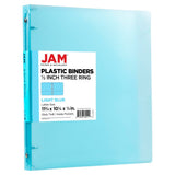 JAM PAPER Plastic 0.5 inch Binder - Light Blue 3 Ring Binder - Sold Individually