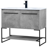Elegant Decor Gerard 40 Single Porcelain Top Bathroom Vanity In Concrete Gray