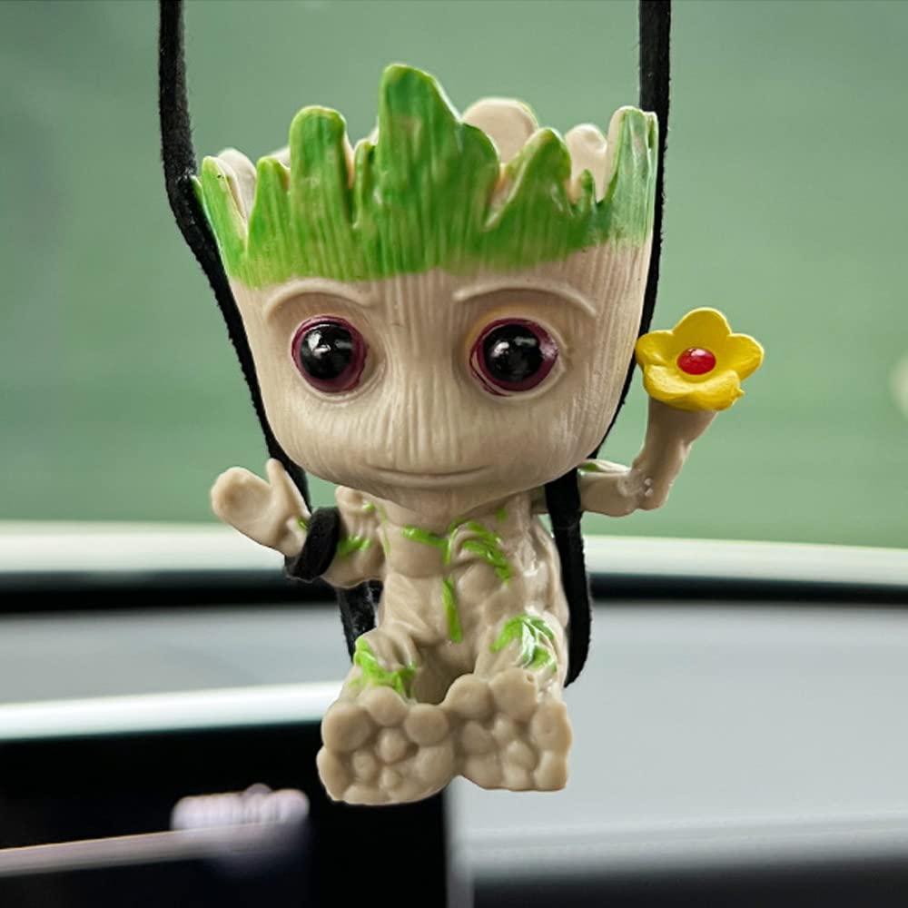ZOSTLAND Lovely Swing Ornament Tree Man Smile Car Auto Rear View Mirror Hanging Decoration Suspension Pendant Accessories Applic