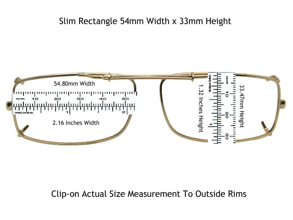 Slim Rectangle Non Polarized Clip on Sunglasses for Men and Women - Clip-On Sunglasses For Eyewear (Pewter Non Polarized Gray Le