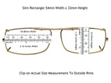 Slim Rectangle Non Polarized Clip on Sunglasses for Men and Women - Clip-On Sunglasses For Eyewear (Pewter Non Polarized Gray Le