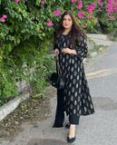 Gosriki Women'S Rayon Blend Anarkali Printed Kurta With Pant & Dupatta (Kraven Black-Gs_Xxl_Black_Xx-Large),Black,2,B0DPB3VFNX