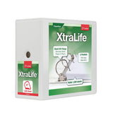 Cardinal XtraLife ClearVue Nonstick Locking Slant DRing Binder, 6 Rings, 55% Recycled, White
