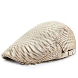 Mastyle MenS Mesh Beret Summer Casual Duckbill Cap Lightweight Breathable Forward Cap For MiddleAged & Elderly Beige