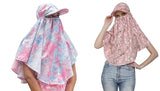 Women Scarf,Women Pack Of 2 Printed Cap Scarfs With Back TieUp,Women Fancy Scarf, Scarf, Stole, Faux Turtleneck Neck Cover (Whi
