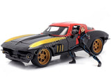 Marvel 1:24 1966 Chevy Corvette Diecast Car with 2.75 Black Widow Figure, Toys for Kids and Adults