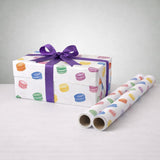 Macaron Kisses Wrapping Paper Pastel Macaron Pattern Gift Wrap Sheet, Thick 100 GSM Matte Art Paper for Birthdays, Weddings &