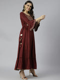 Gosriki Women'S Cotton Blend Anarkali Solid Kurta (Gheru Maroon_New_Xl-Go_Maroon_X-Large),Maroon,,B0B4FXLSNB