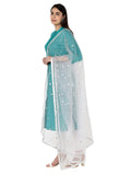 Dupatta Bazaar Women Embellished Silver Net.