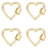 UNICRAFTALE 4Pcs Metal Screw Carabiner Real 18K Gold Plated Heart Lock Clasps 18.5mm Long Hollow Hoop Core Small Key Chain Hook 