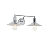 Living District Etude 2-Light Mid-Century Metal Wall Sconce In Chrome