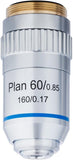 AmScope 60X Plan Achromatic Objective Lens with Knurled Ring