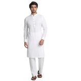 Manyavar Stylish SelfDesign Full Sleeves Kurta for Men - (White, Medium)