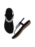 Shoetopia Women'S Flat Sandal-5 Kids Uk (Snd-Jhoomer-Black)-Eu38,Black,5,B0D4JW4BZH