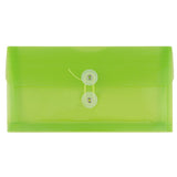 JAM PAPER Plastic Envelopes with Button & String Tie Closure - #10 Business Booklet - 5 1/4 x 10 - Lime Green - 12/Pack