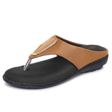 Ortho Joy Fancy Doctor Slippers | Stylish Chappal For Women | Comfortable Flat Sandals For Women Stylish,Light Brown,6,B0B84VTF65