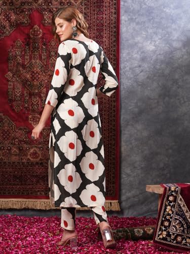 Gosriki Women'S Rayon Blend Straight Printed Kurta With Pant (Chunilal White-Vks03-Gs_Xxl_Black_Xx-Large),White,2,B0D9YV2F8P