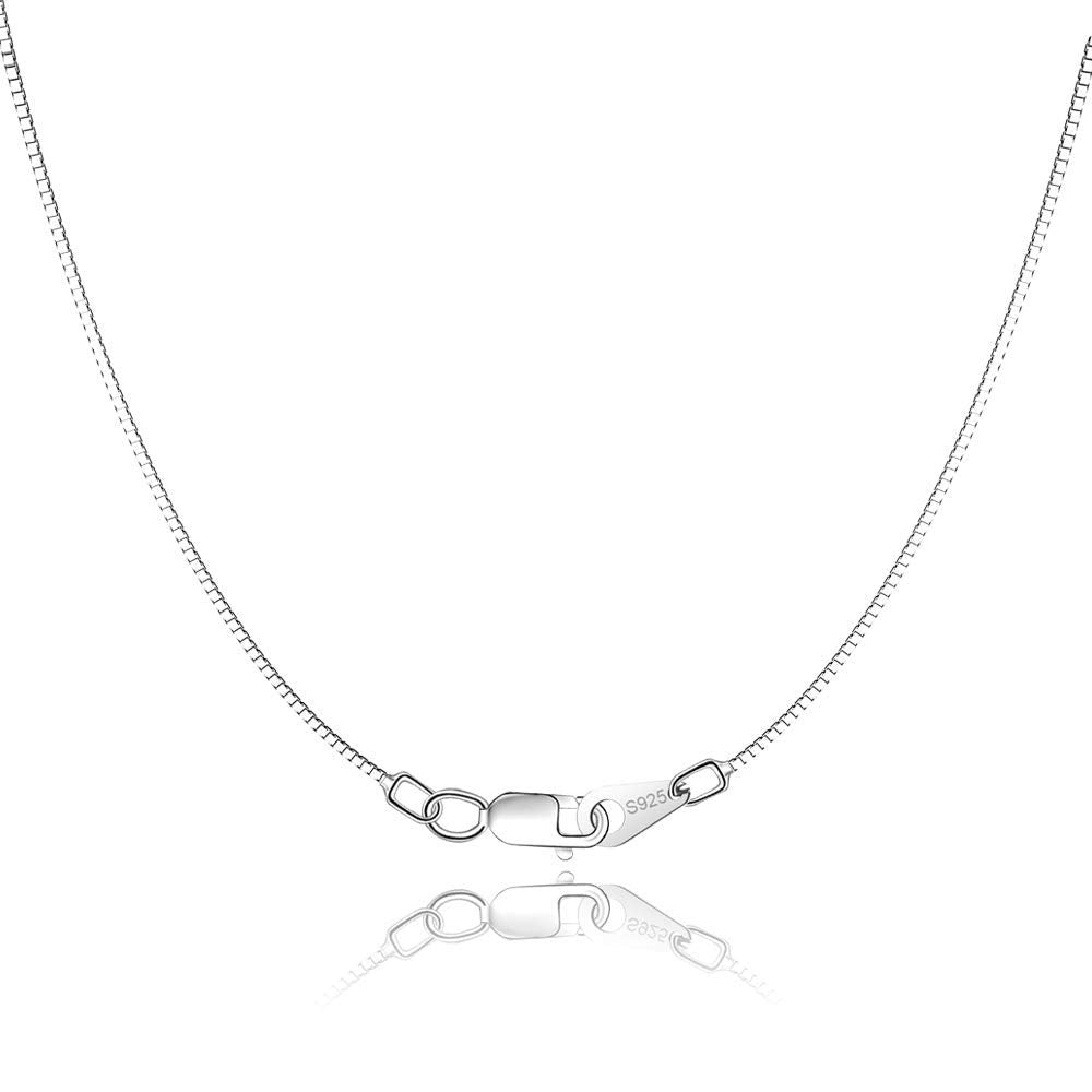 Jewlpire 925 Sterling Silver Chain for Women Girls 0.8mm Box Chain Lobster Claw Clasp - Italian Necklace Chain - Super Thin & St